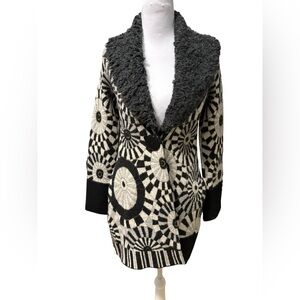 Anthropology Angel Of The North Black and Gray Long Wool Cardigan